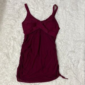 NWOT From Amazon FactME Burgundy Red One Piece Mesh Swim Dress L